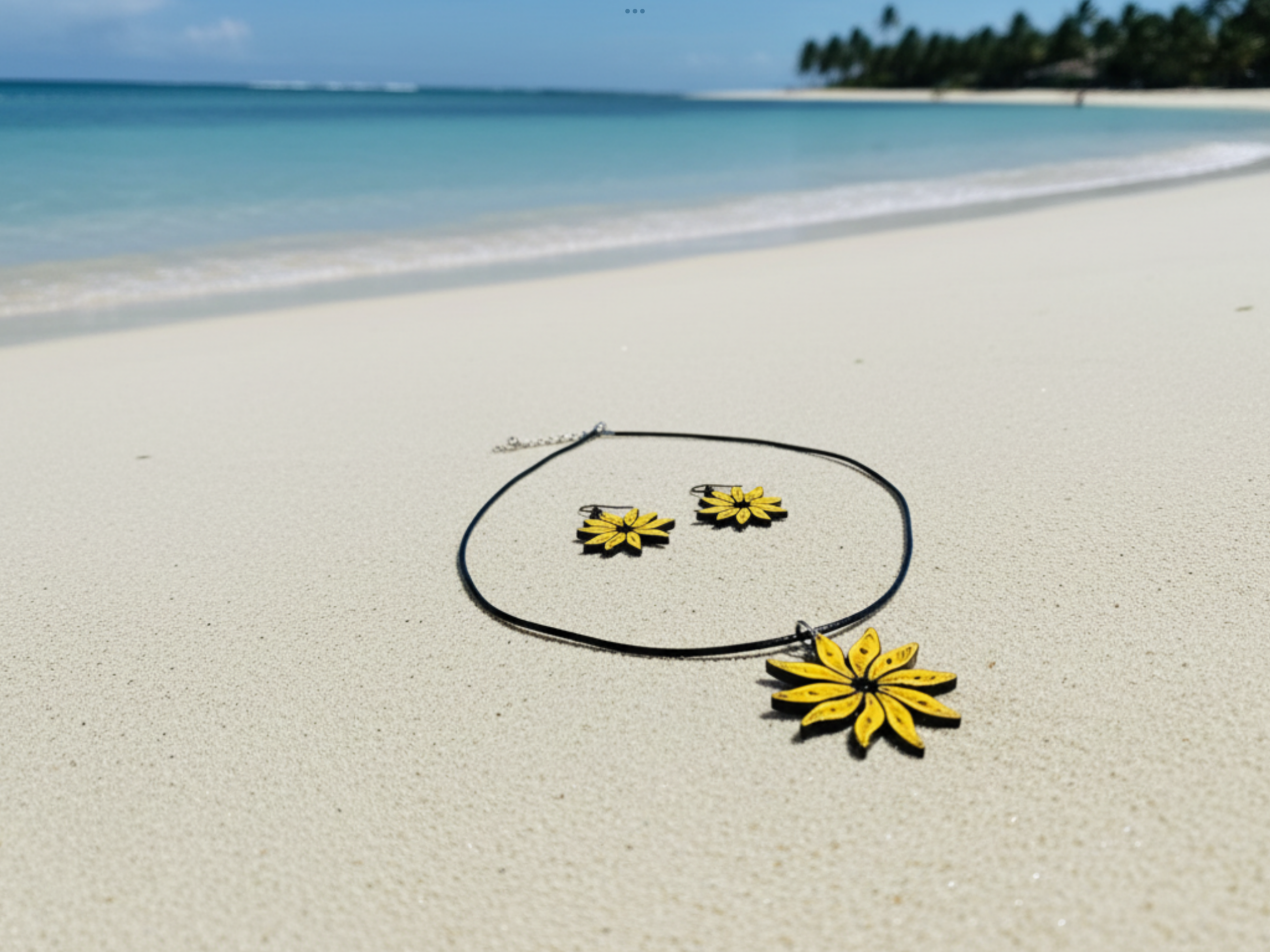 Gold & Black Handmade Sunflower Quilled Jewelry Set - Image 4