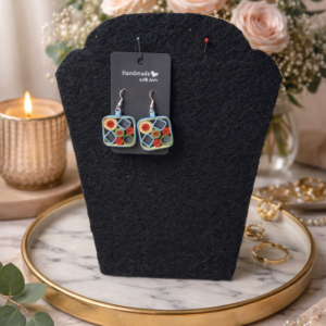 Elegant Symmetry in Colourful Form, Handmade quilled Earring & Necklace Set
