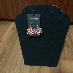 Red and White Quilled Earrings – Handmade Floral Paper Jewelry