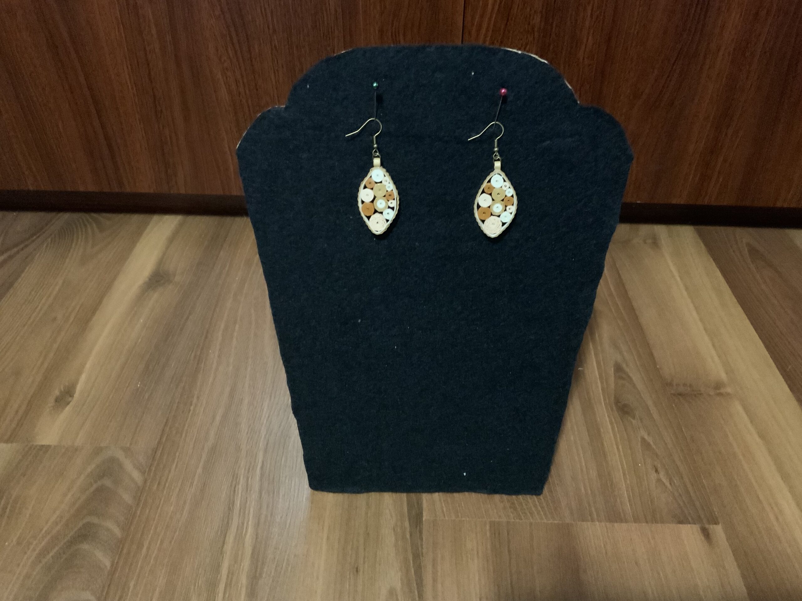 Dangle Earrings, Bold yet elegant in soft neutral tones of brown, cream, and white - Image 7