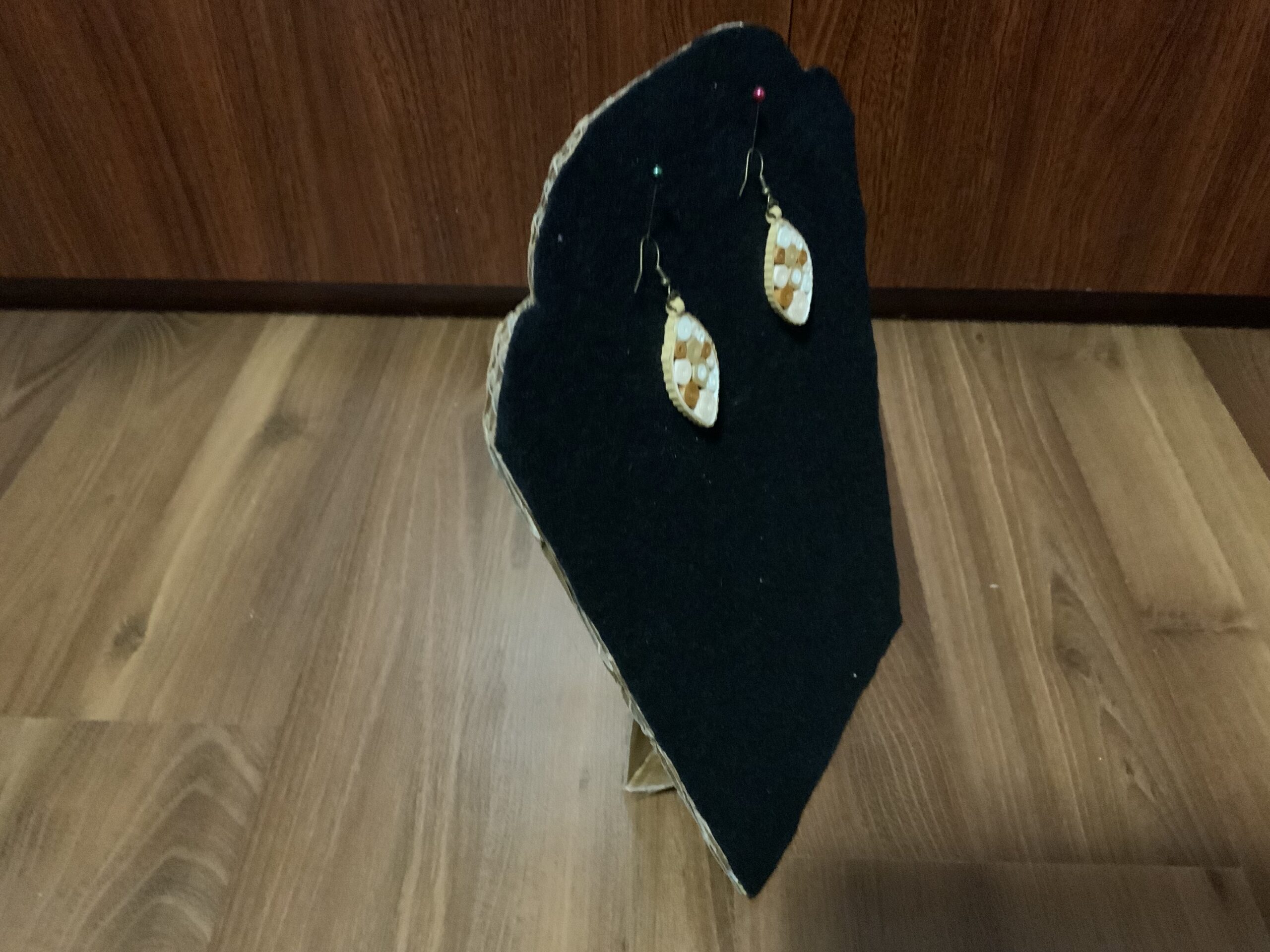 Dangle Earrings, Bold yet elegant in soft neutral tones of brown, cream, and white - Image 6