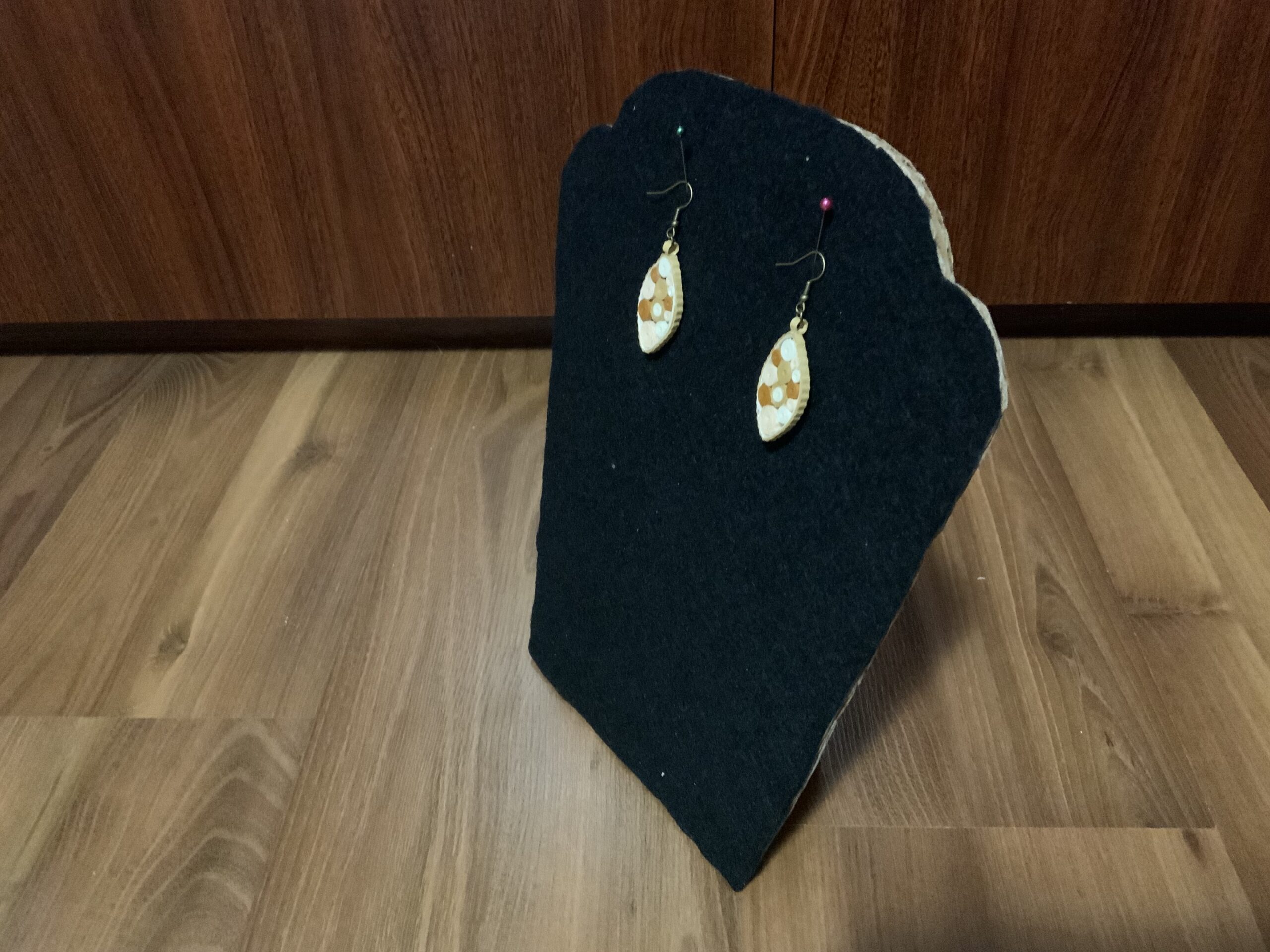 Dangle Earrings, Bold yet elegant in soft neutral tones of brown, cream, and white - Image 5