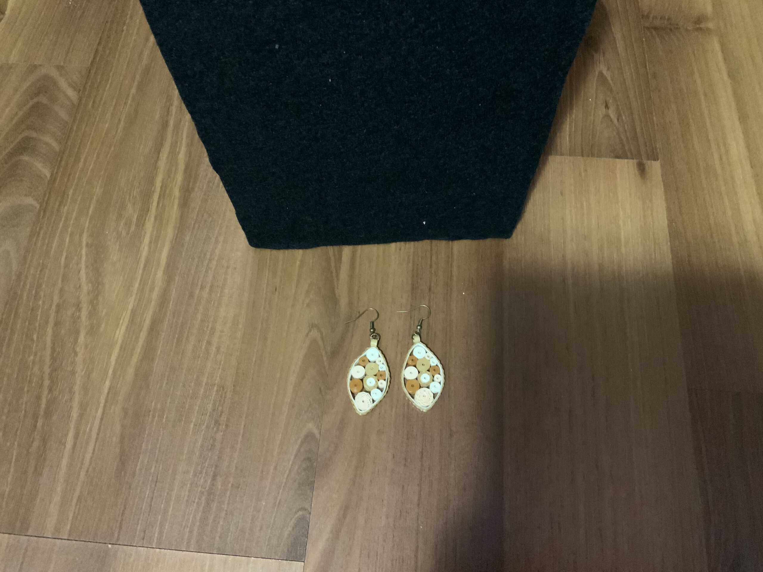 Dangle Earrings, Bold yet elegant in soft neutral tones of brown, cream, and white - Image 4