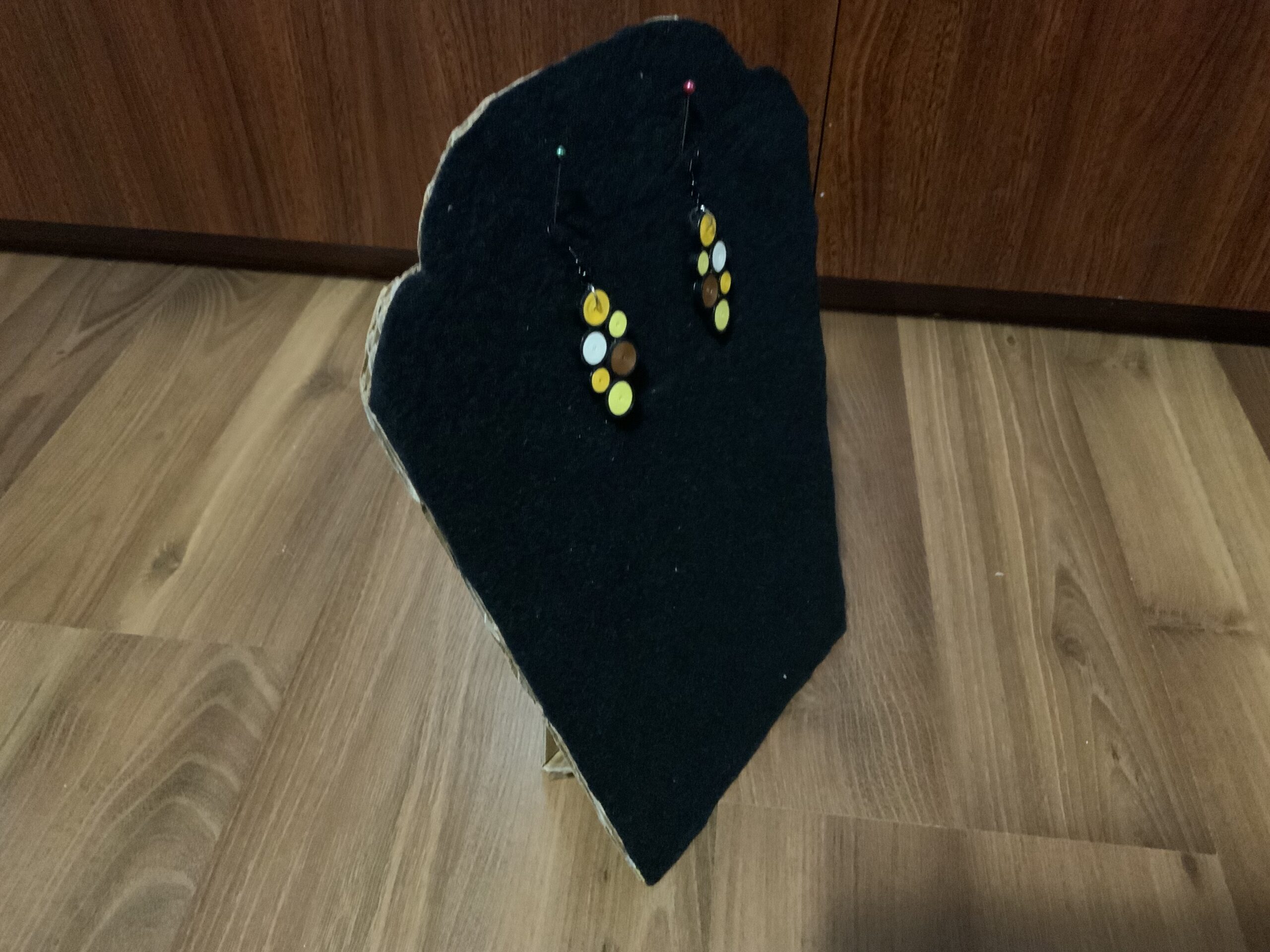 Elegant Dangle Earrings made in soft tones of yellow, brown, and white, Handmade Quilled Earrings - Image 6