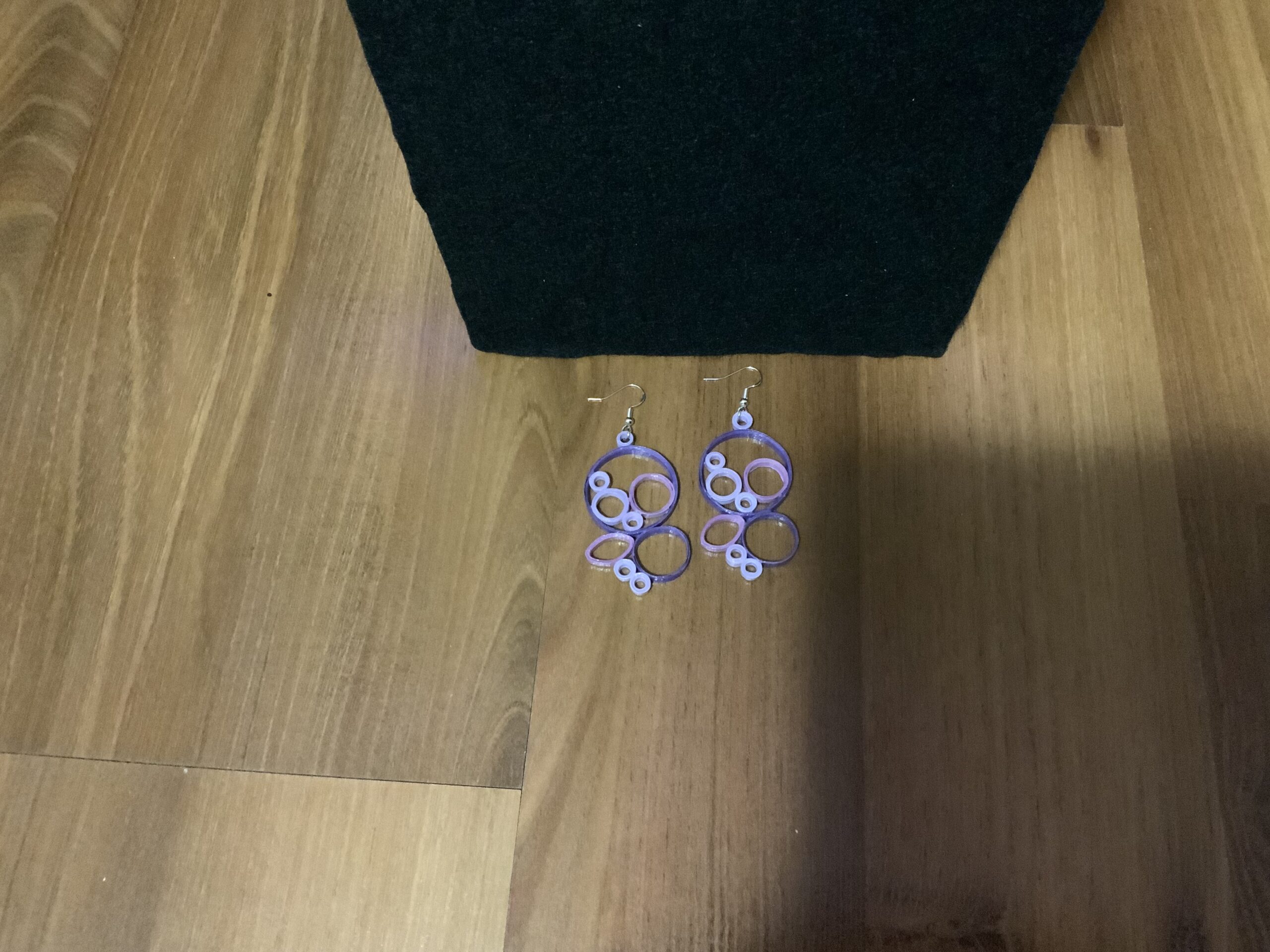 Creativity meets Colour, Purple Circular Style Handmade Quilled Dangle Earrings - Image 6