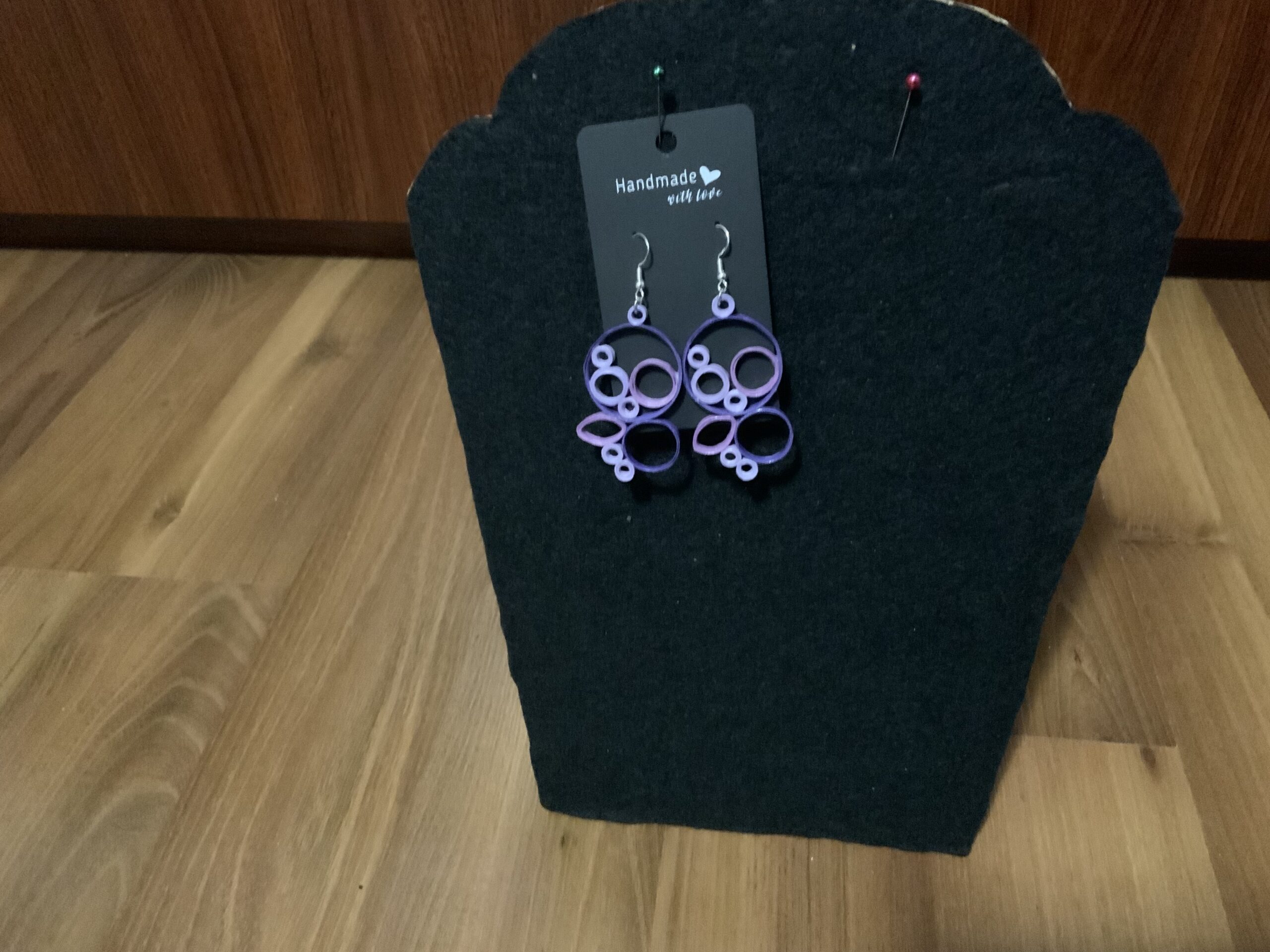 Creativity meets Colour, Purple Circular Style Handmade Quilled Dangle Earrings