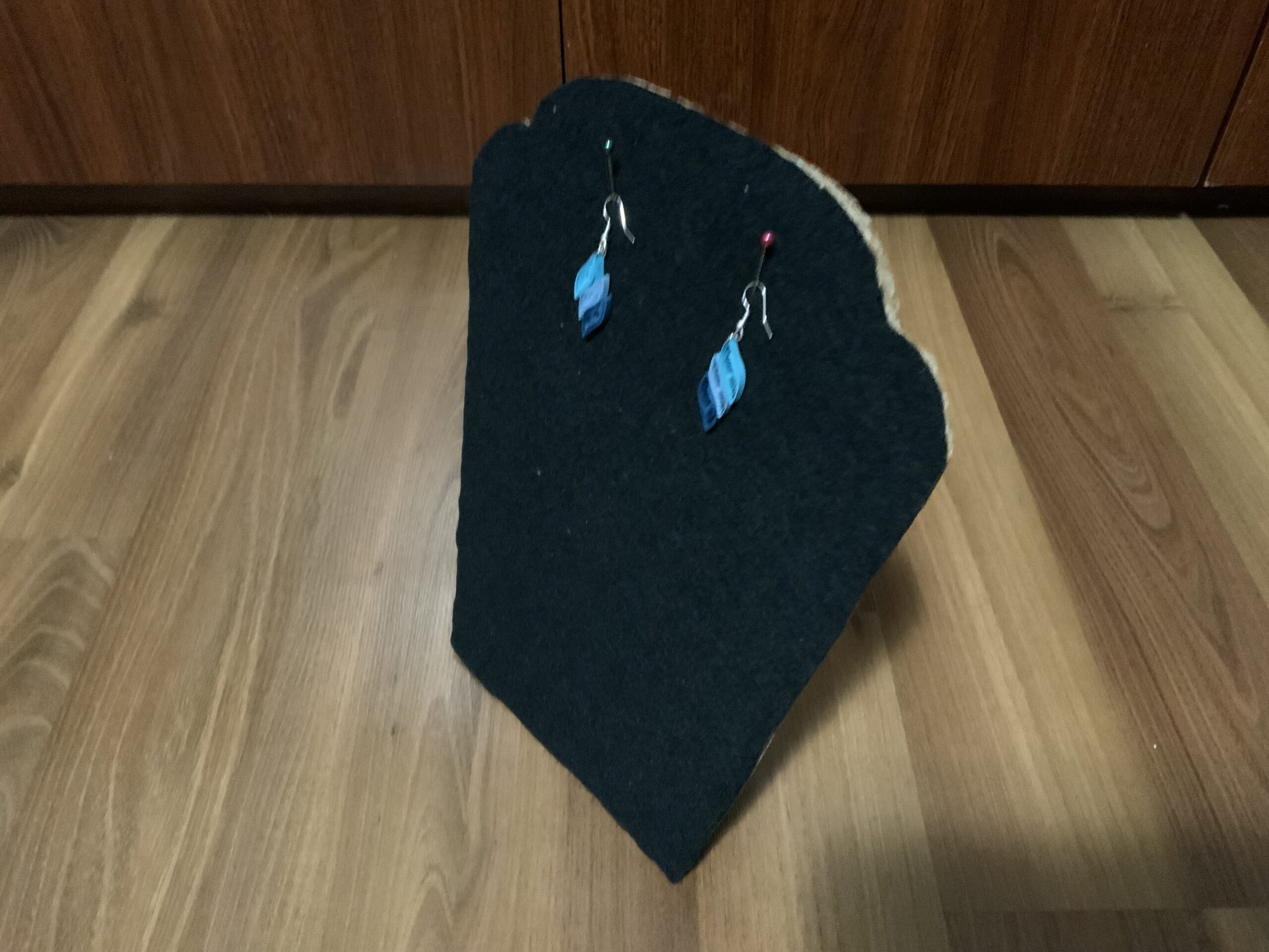 Feather Style Shades of Blue Handmade Quilled Dangle Earrings - Image 5