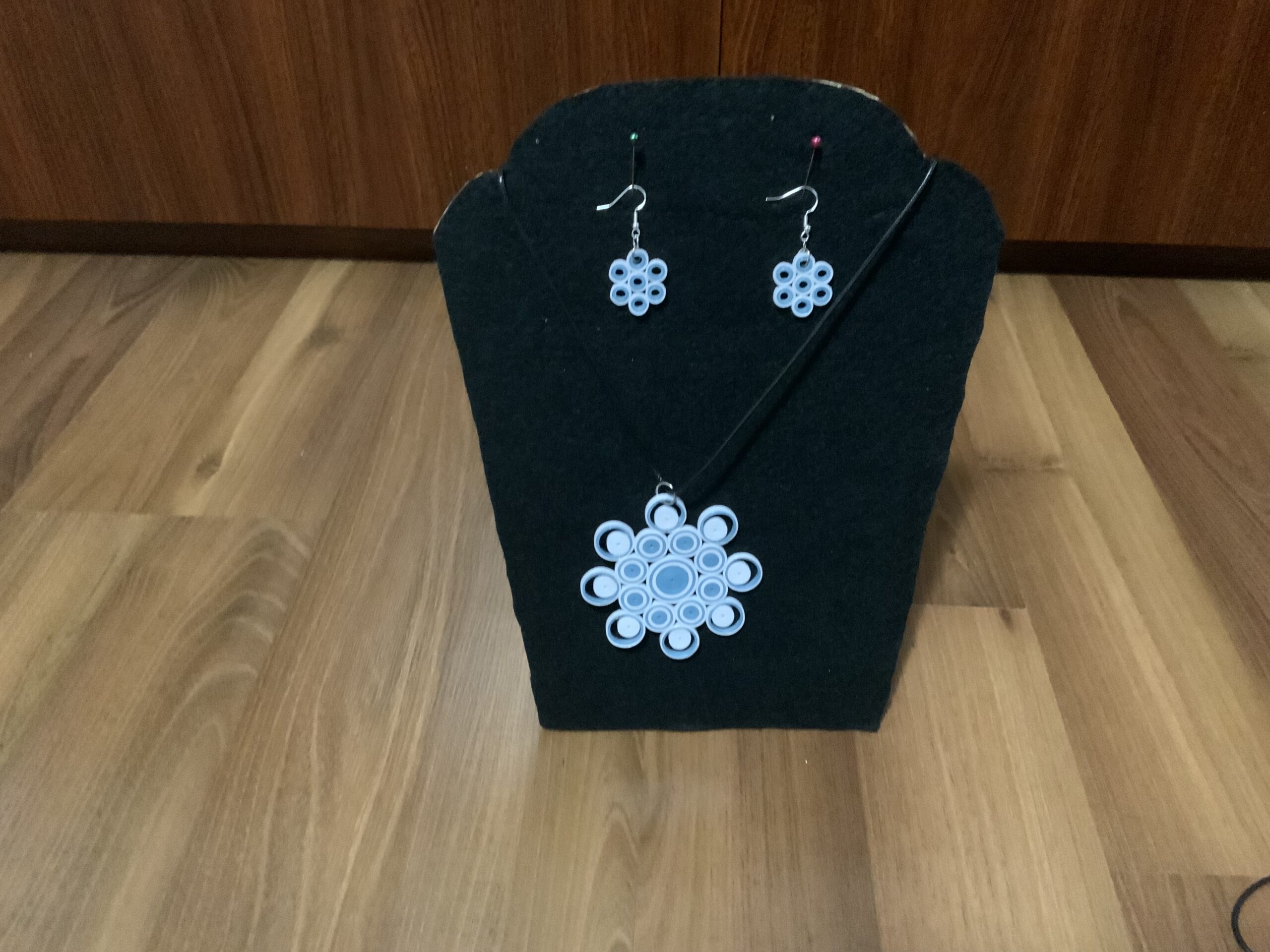 Elegant & Eye-Catching: Handmade quilled earrings in sophisticated blue tones—lightweight, bold, and totally unique. - Image 7