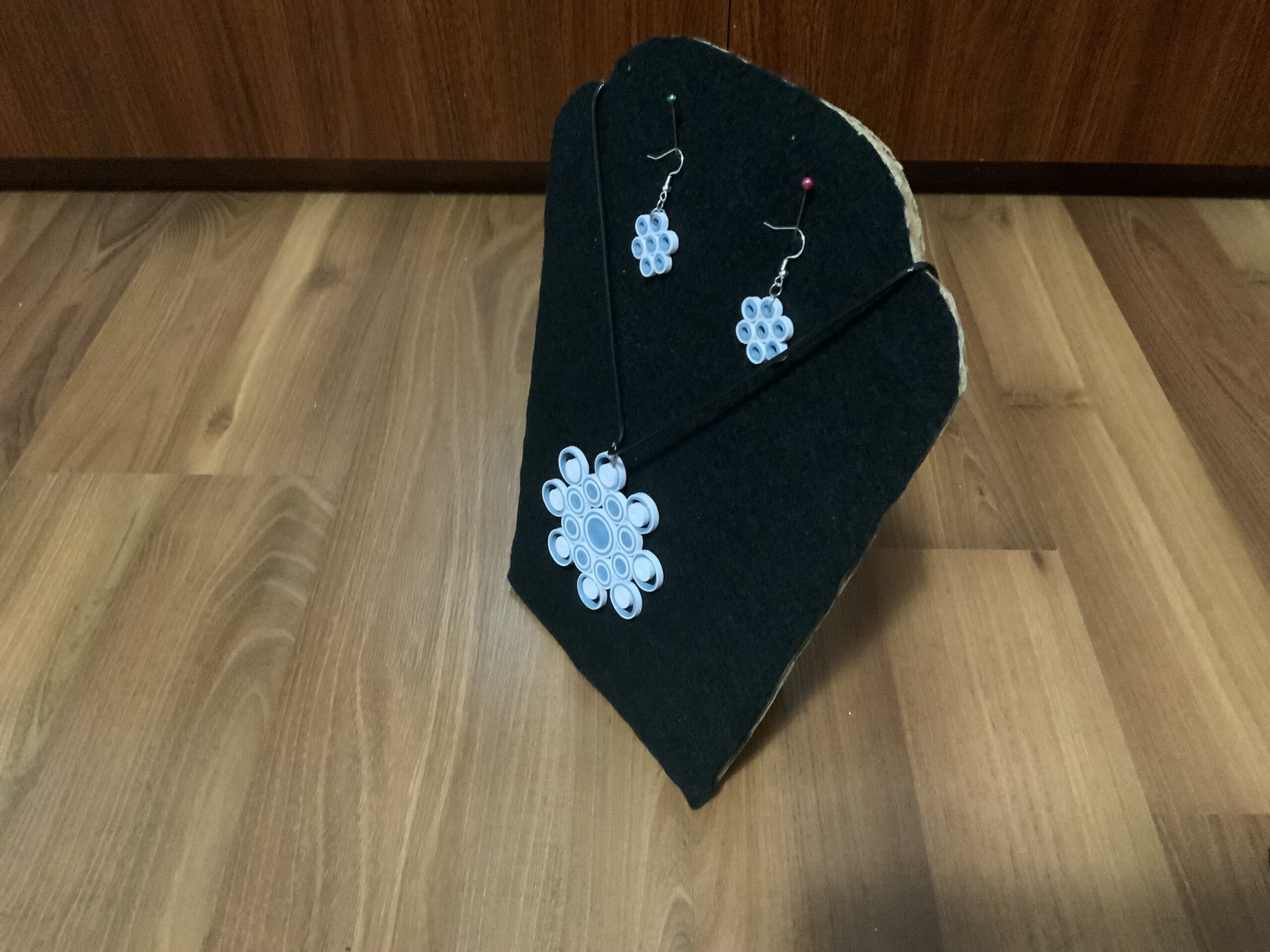 Elegant & Eye-Catching: Handmade quilled earrings in sophisticated blue tones—lightweight, bold, and totally unique. - Image 6