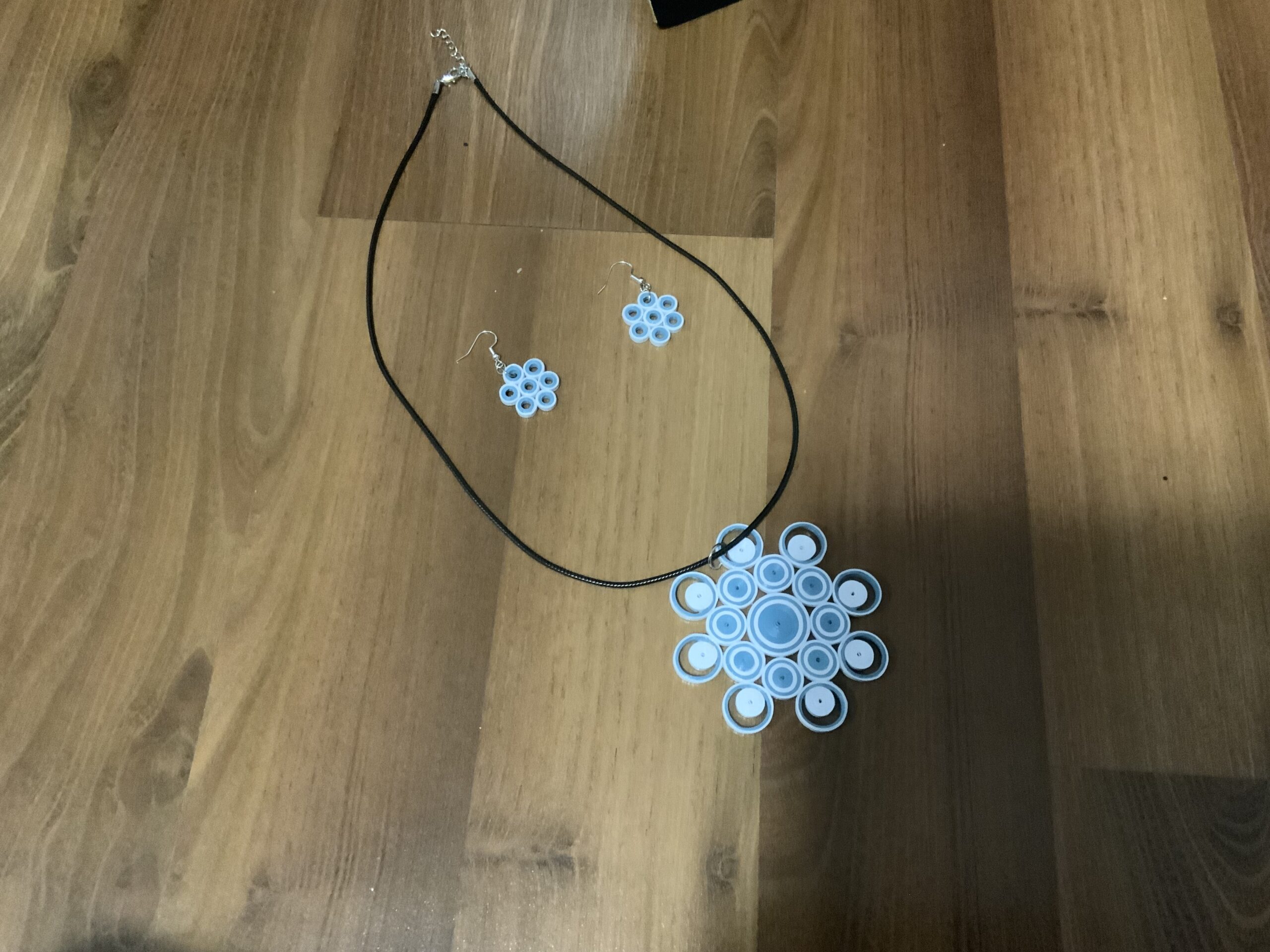 Elegant & Eye-Catching: Handmade quilled earrings in sophisticated blue tones—lightweight, bold, and totally unique. - Image 4