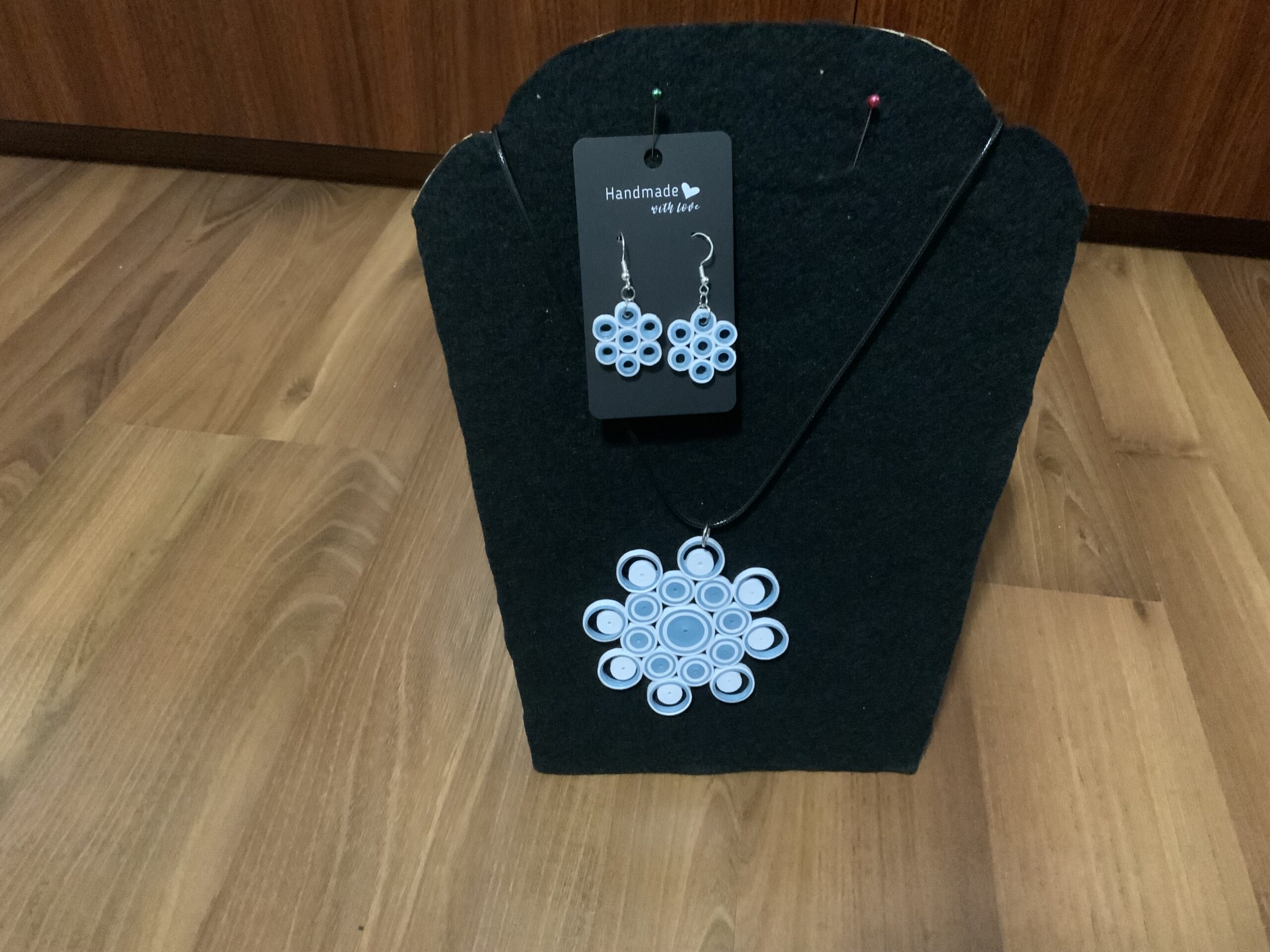 Elegant & Eye-Catching: Handmade quilled earrings in sophisticated blue tones—lightweight, bold, and totally unique.