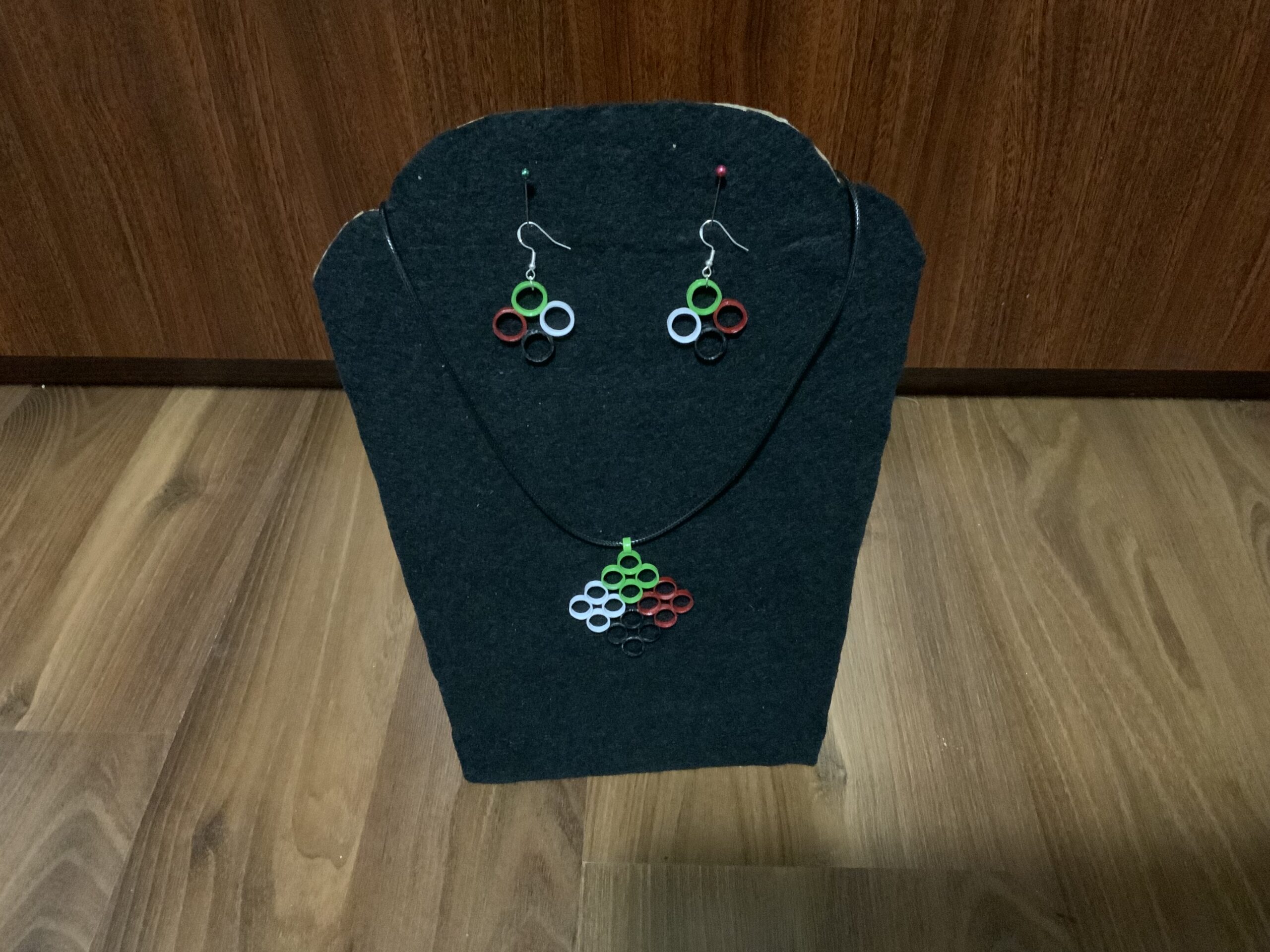 Handmade Quilled Earring & Necklace Set in Bold Multicolor Tones - Image 8