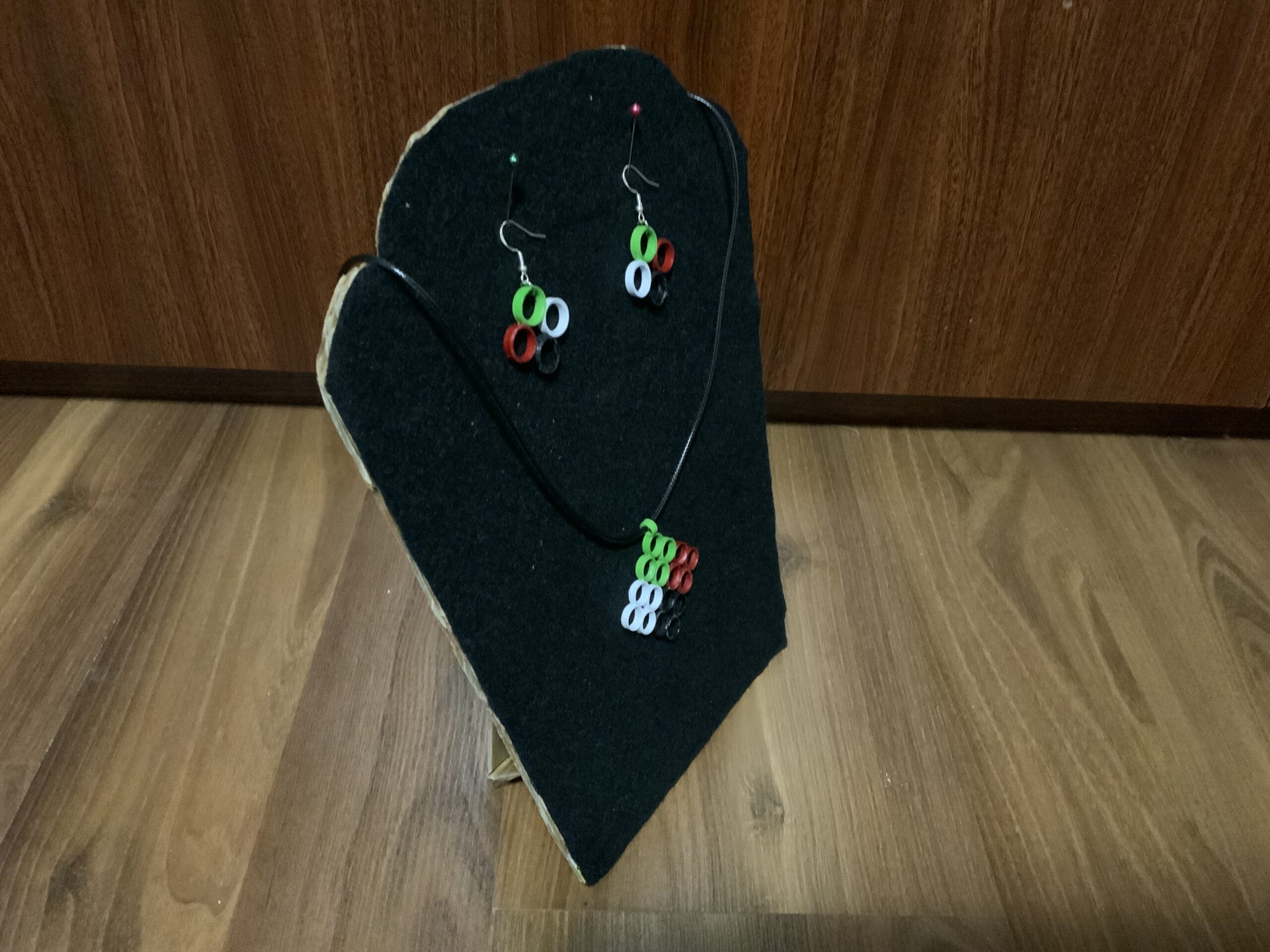 Handmade Quilled Earring & Necklace Set in Bold Multicolor Tones - Image 6